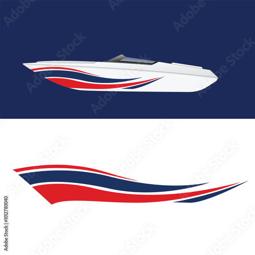 yacht body livery sticker design vector. simple modern stickers