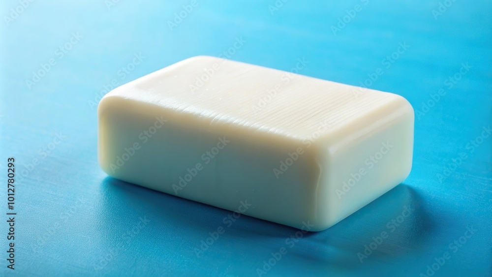 Fresh white Ivory soap against a blue background Macro Fresh white Ivory soap against a blue background Macro