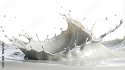 Fresh white milk splash wave on white background