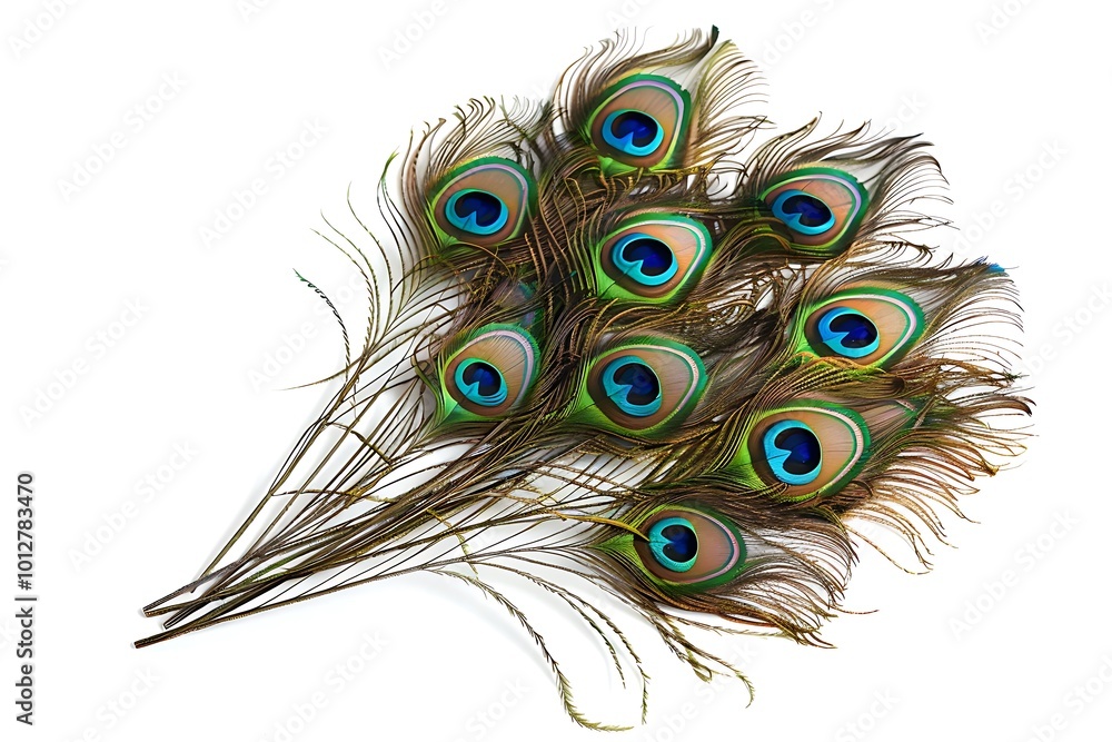 Obraz premium Peacock feathers on white background
