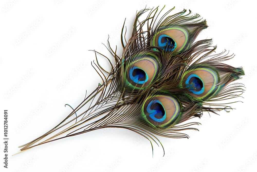 Obraz premium Peacock feathers on white background