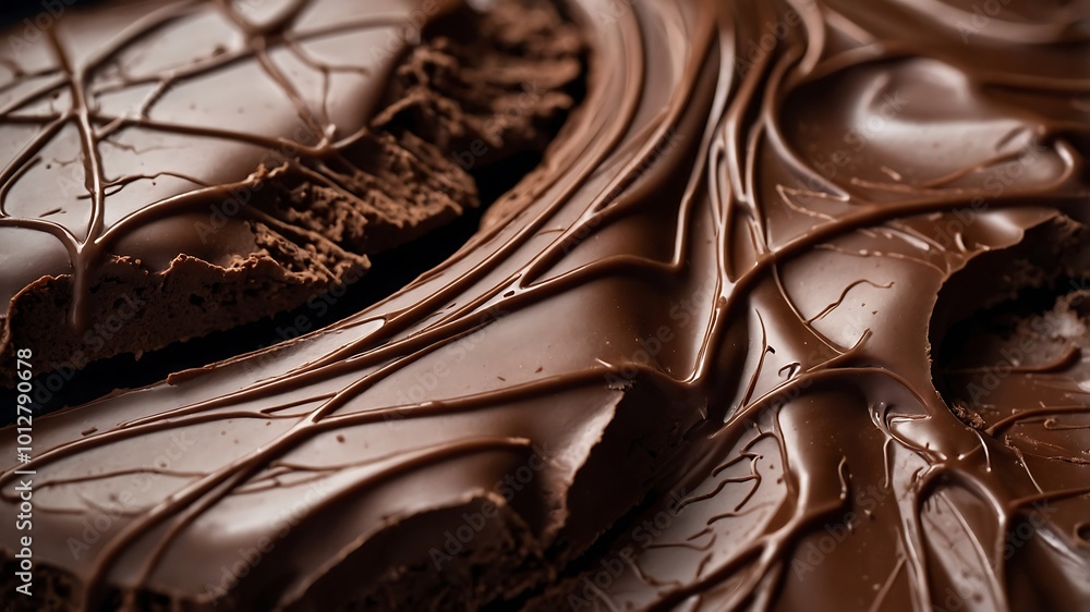 Chocolate swirl with abstract melting patterns in a brown creamy background Chocolate swirl with abstract melting patterns in a brown creamy background