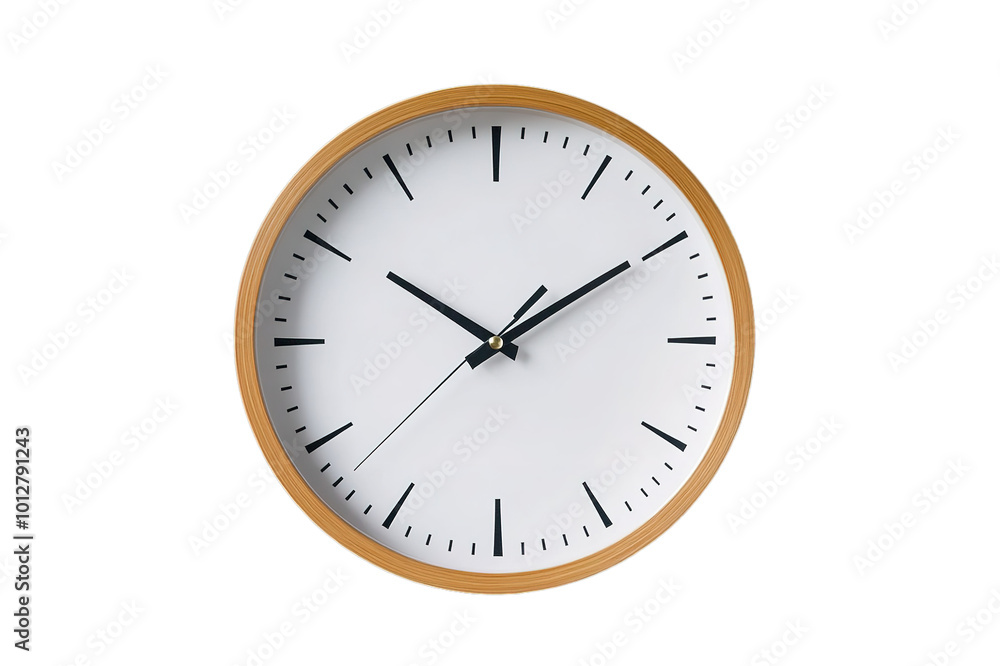 Minimalist gold and white wall clock on transparent background Minimalist gold and white wall clock on transparent background