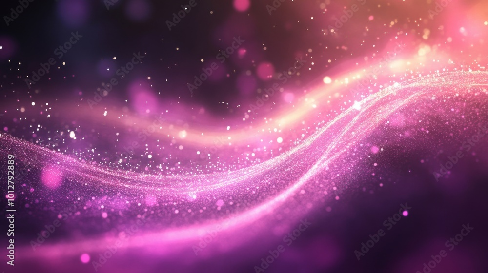 Fototapeta premium A vibrant display of swirling pink and purple lights with sparkling particles, creating a mesmerizing, dreamy atmosphere.