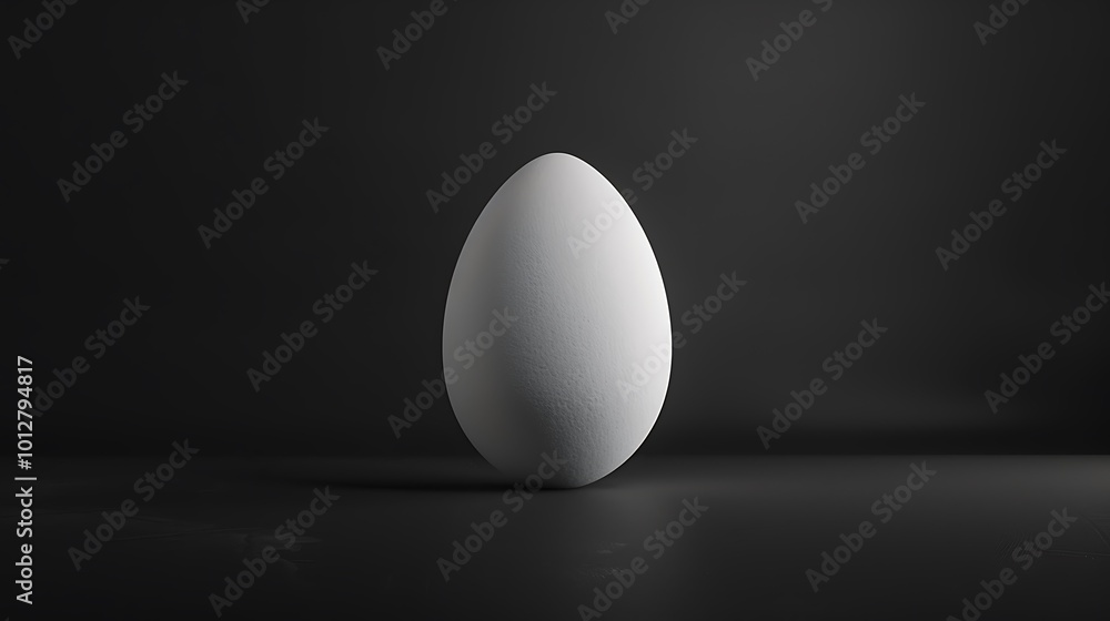 A solitary white egg on a black surface, its smooth shape and clean simplicity emphasized by the strong contrast between light and dark. 8k UHD, suitable for high-quality printing or digital A solitary white egg on a black surface, its smooth shape and clean simplicity emphasized by the strong contrast between light and dark. 8k UHD, suitable for high-quality printing or digital