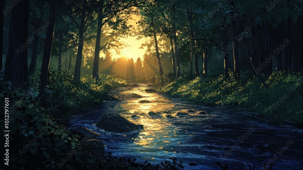 Sunrays Shining Through Forest Sunrays Shining Through Forest