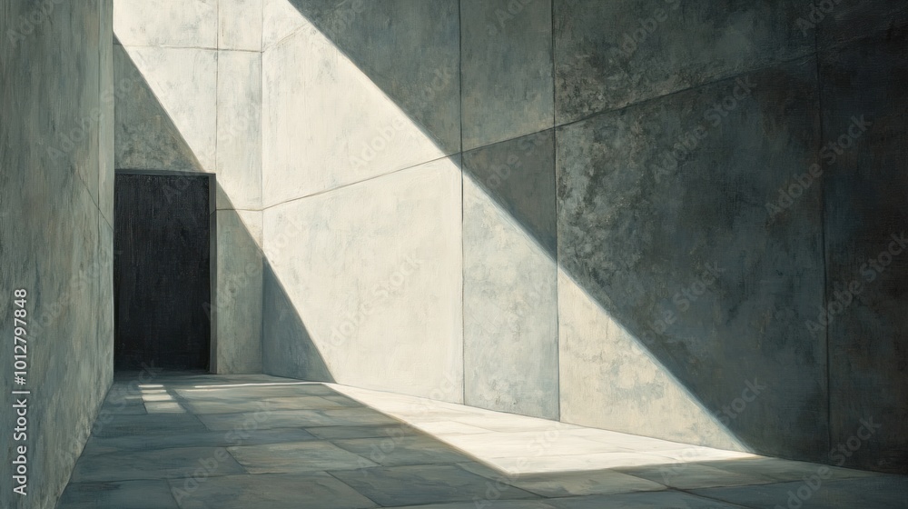 Sunlight Streaming Through Concrete Corridor Sunlight Streaming Through Concrete Corridor