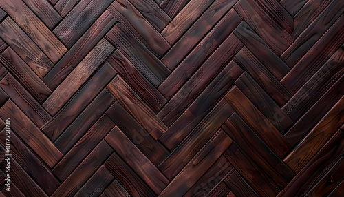 A rich, dark wooden herringbone pattern creates a stunning backdrop, emphasizing texture and craftsmanship.