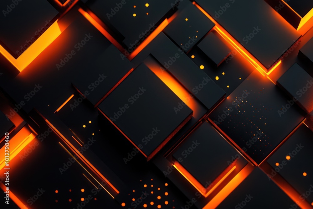 Abstract Geometric Design with Orange Glowing Lines Abstract Geometric Design with Orange Glowing Lines