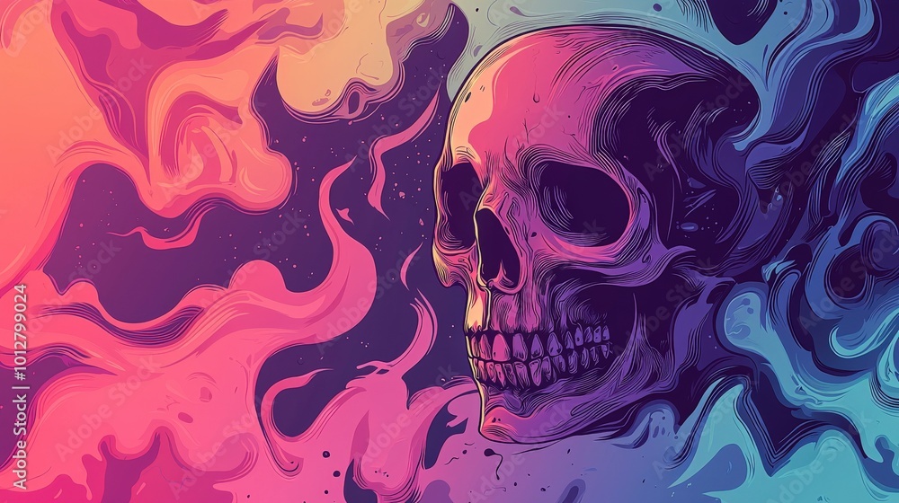 Fototapeta premium Colorful Isometric Skull Illustration Design