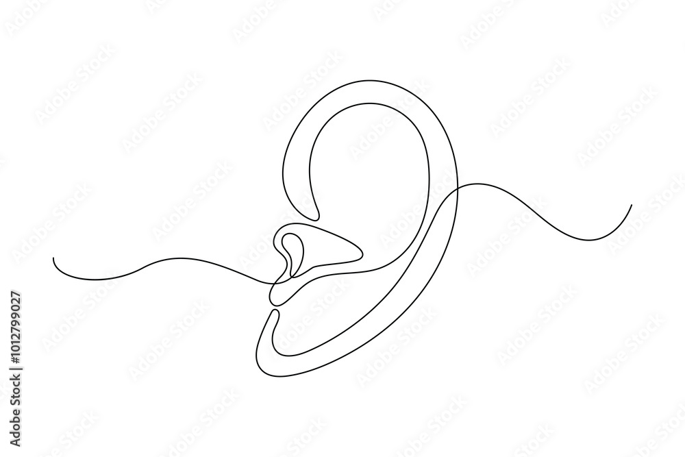 Obraz premium Human ear continuous one line drawing