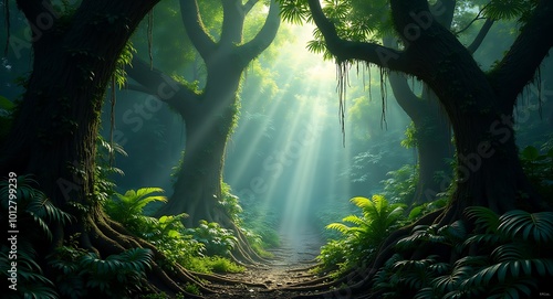 Misty Forrest Background