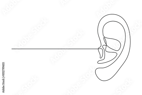Human ear continuous one line drawing