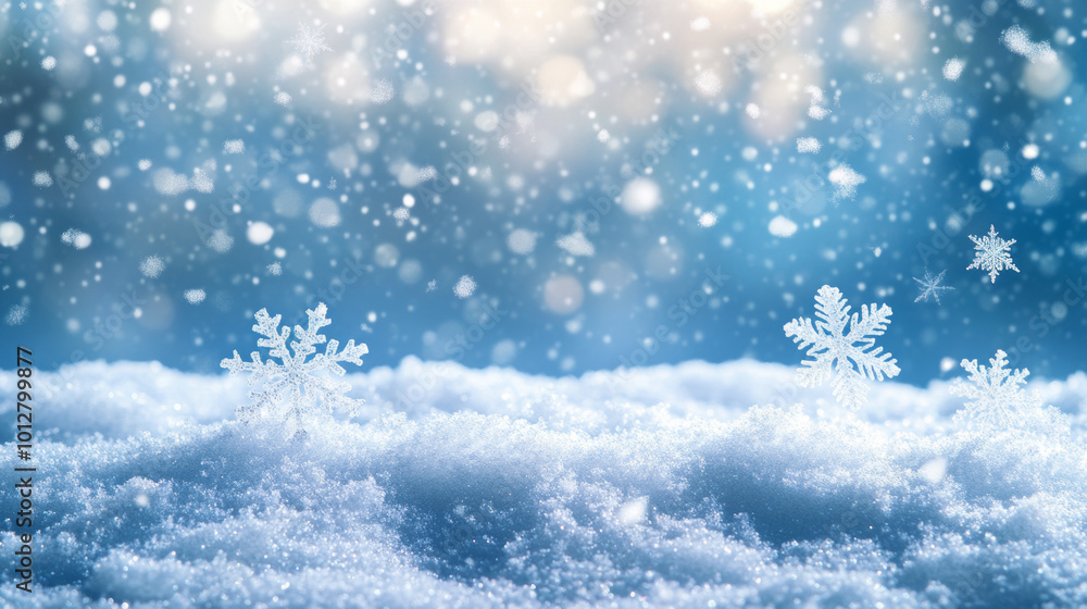 A snowy winter scene with falling snow, perfect for a Christmas background. The sky is filled with snowflakes of all shapes and sizes, while snowdrifts cover the ground. A snowy winter scene with falling snow, perfect for a Christmas background. The sky is filled with snowflakes of all shapes and sizes, while snowdrifts cover the ground.
