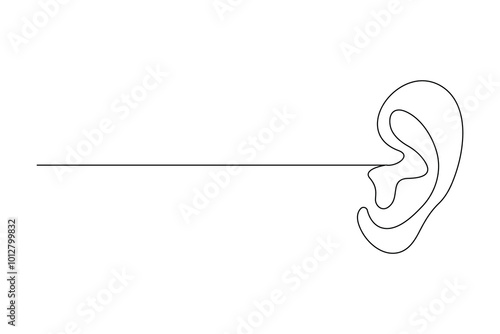 Human ear continuous one line drawing