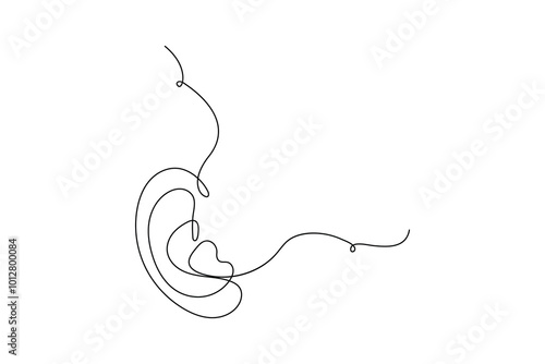 Human ear continuous one line drawing