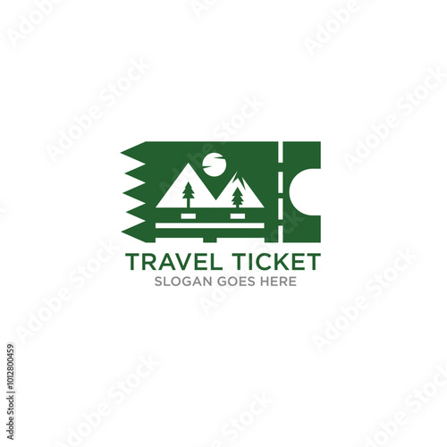 Travel Ticket Logo Mountain and Pine