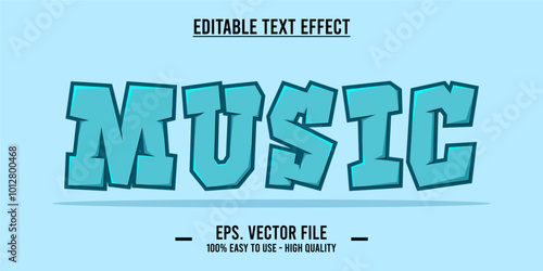 typography MUSIC word art illustration, editable text effect, eps file format 