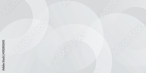 White geometric abstract background overlap layer on bright space with lines effect decoration. Modern graphic design element circles style concept for