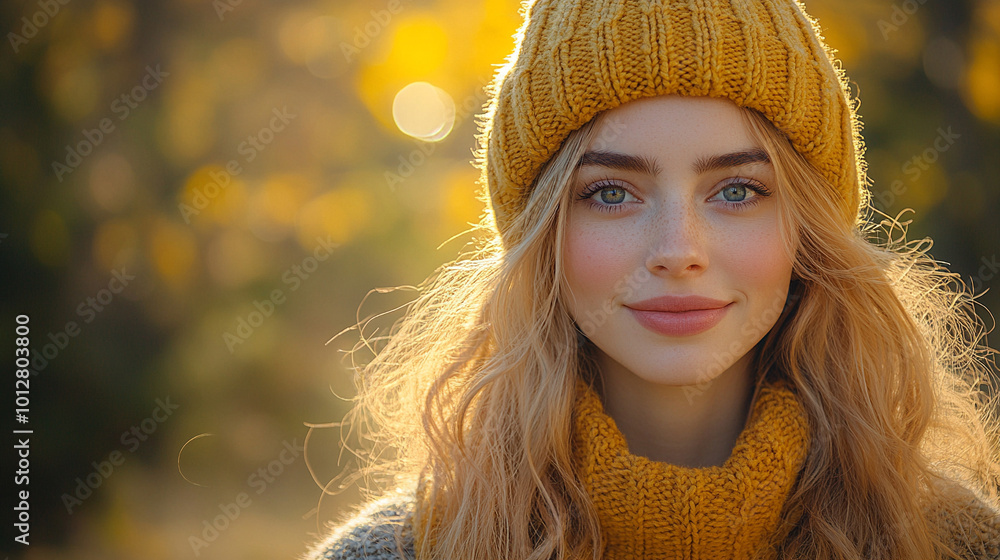 graceful woman in a cozy sweater and hat stands with her back to the camera, showcasing her beautiful silhouette against a soft, blurred background, evoking warmth, comfort, and introspection graceful woman in a cozy sweater and hat stands with her back to the camera, showcasing her beautiful silhouette against a soft, blurred background, evoking warmth, comfort, and introspection