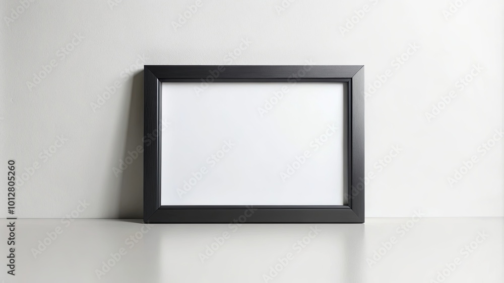 A simple, black framed picture with a white background, showcasing blank space ready to be filled with any artwork or image you desire. A simple, black framed picture with a white background, showcasing blank space ready to be filled with any artwork or image you desire.