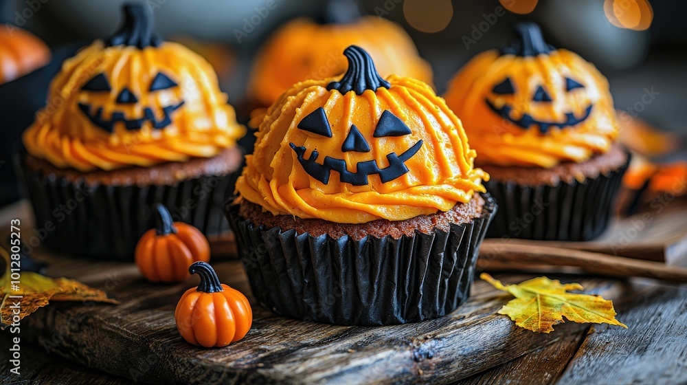 Delightful Halloween Themed Cupcakes Display Delightful Halloween Themed Cupcakes Display