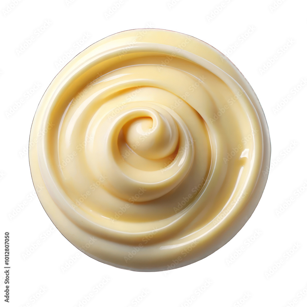 Mayonnaise drop swirl top view isolated on transparent background Mayonnaise drop swirl top view isolated on transparent background