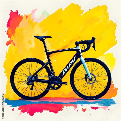 Wallpaper Mural stylized bicycle with paint splatters, bicycle on the road Torontodigital.ca