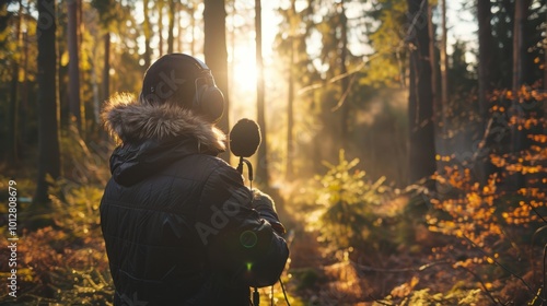 Sound Artist Capturing Nature's Ambience in Forest