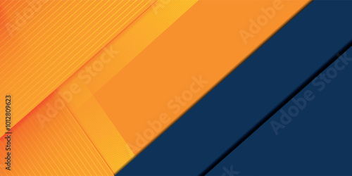 Abstract geometric dark blue and orange square theme overlap background for graphic design.