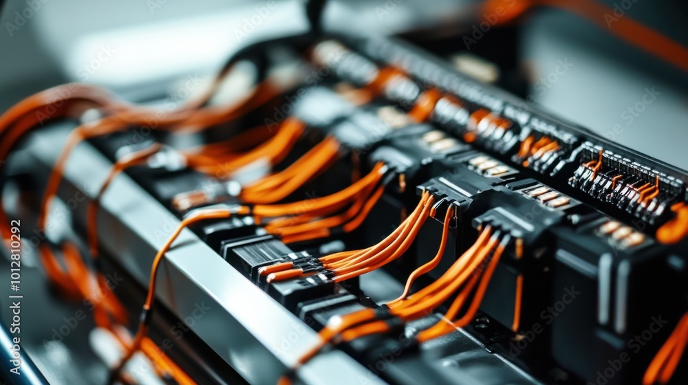 Close-up of electric vehicle battery module with intricate wiring and cooling fins, isolated on white Close-up of electric vehicle battery module with intricate wiring and cooling fins, isolated on white