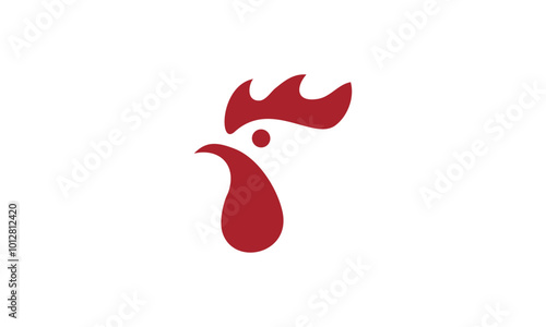 a graphic image with a red rooster theme, on a white background. vector graphic base.