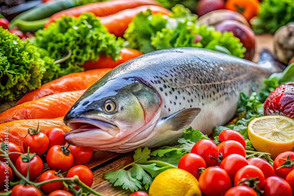 Fresh and Delicious Salmon at a Vibrant Farmer's Market in Paris, Perfect for Culinary Delights and Gourmet Recipes Fresh and Delicious Salmon at a Vibrant Farmer's Market in Paris, Perfect for Culinary Delights and Gourmet Recipes