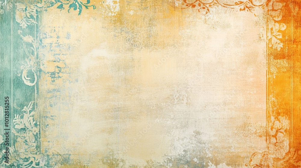 Obraz premium A textured background featuring soft colors and ornamental borders, ideal for graphic design or artistic projects.