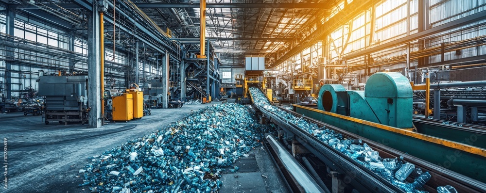Obraz premium Recycling Plant with Plastic Processing Machine
