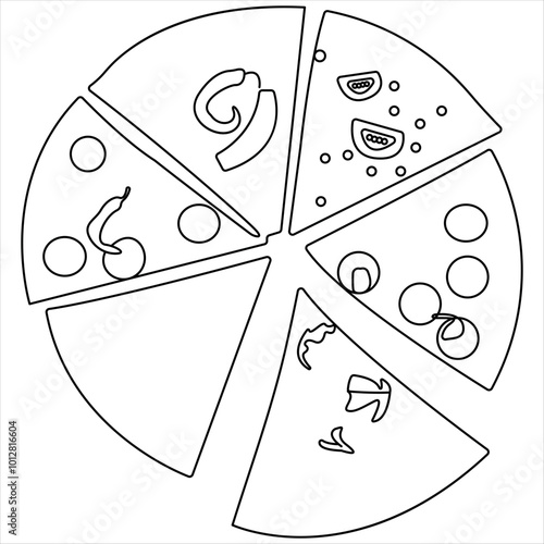 Continuous single line drawing of slice of hot pizza concept world food day vector illustration 