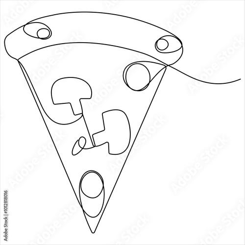 Continuous single line drawing of slice of hot pizza concept world food day vector illustration 