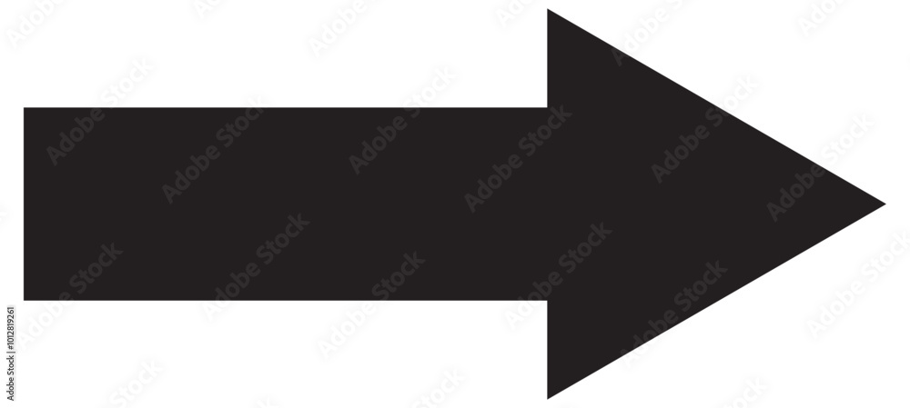 Black large forward or right pointing solid long arrow icon sketched as vector symbol Black large forward or right pointing solid long arrow icon sketched as vector symbol