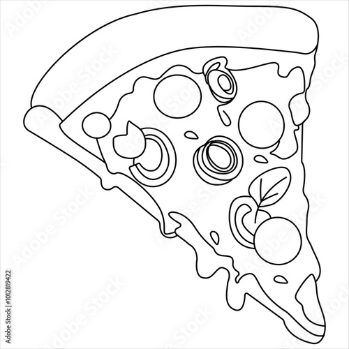 Continuous single line drawing of slice of hot pizza concept world food day vector illustration 