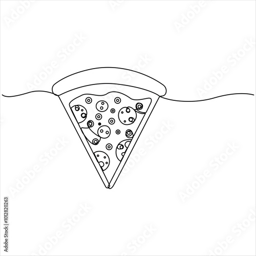 Continuous single line drawing of slice of hot pizza concept world food day vector illustration 