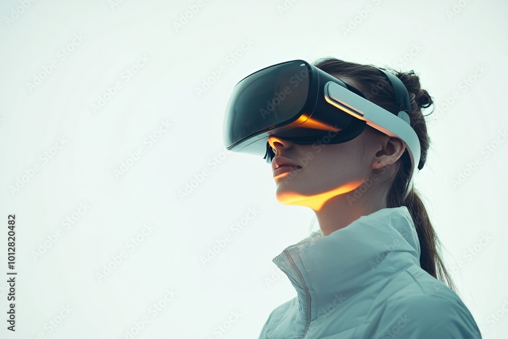 Young Woman Enjoying Virtual Reality Experience Young Woman Enjoying Virtual Reality Experience