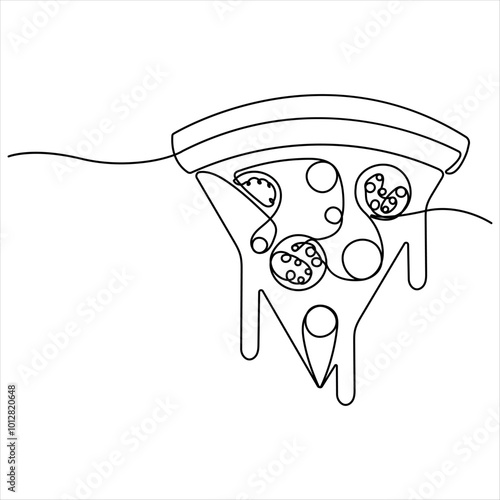 Continuous single line drawing of slice of hot pizza concept world food day vector illustration 