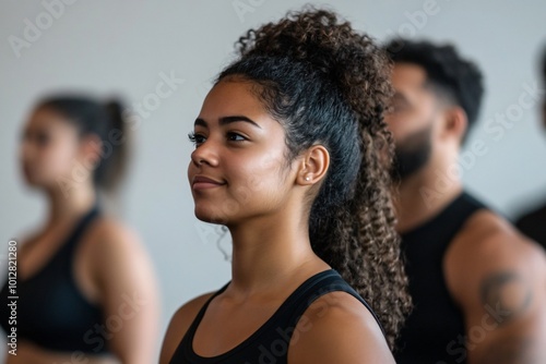 Diverse Body Types Working Out Together in Gym