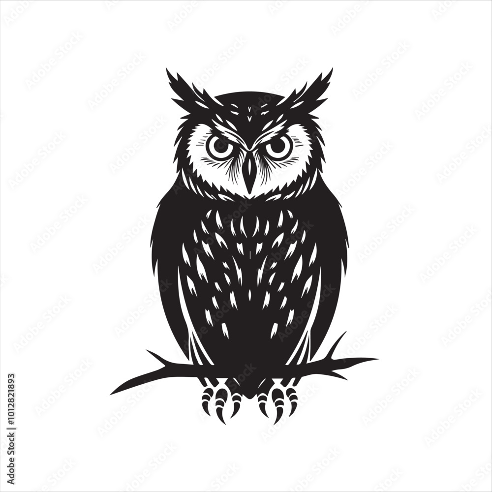 Fototapeta premium owl on white background,owl, bird, cartoon, animal, illustration, vector, cute, character, nature, art, design, drawing, wing, halloween, beak, feather, eyes, branch, fun, funny, wise, wild, icon,