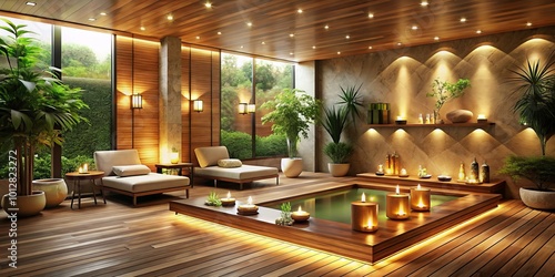 Rigenerante Atmosfera Spa con Design Elegante per Benessere e Relax in una Stanza Rilassante, Ideale per Momenti di photo