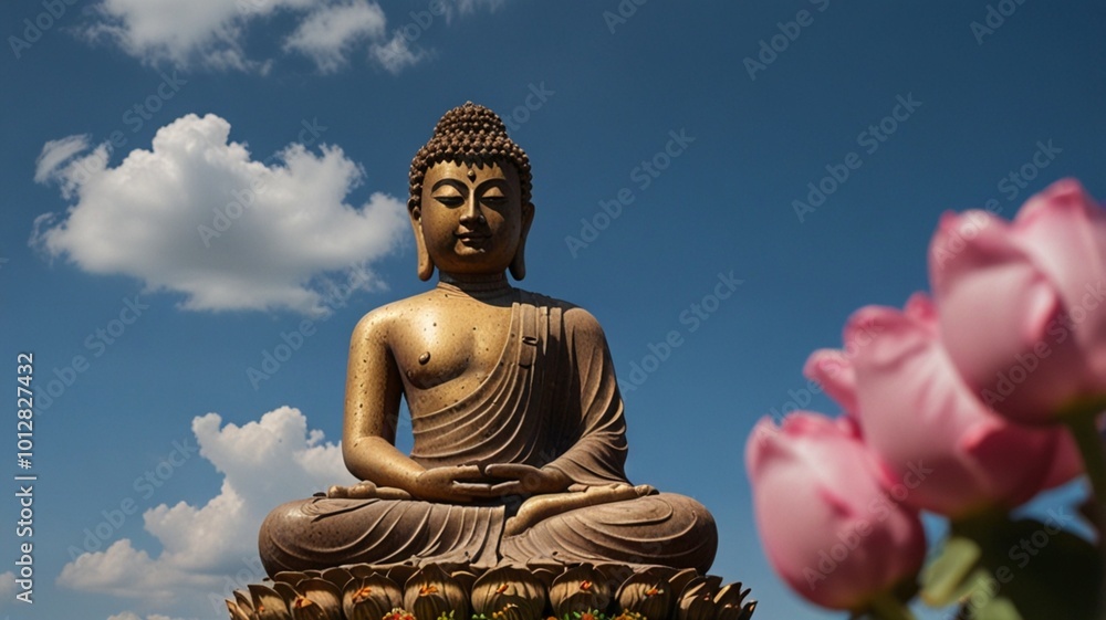 Obraz premium buddha statue in the garden