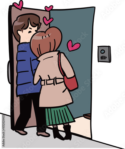 部屋に入る男女は浮気現場の現行犯！