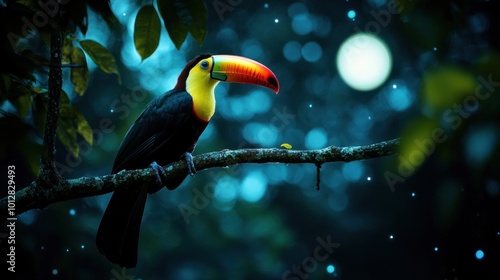 Toucan in the Night Forest