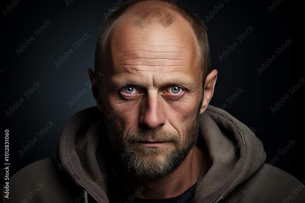 Portrait of a man with a beard on a dark background. Portrait of a man with a beard on a dark background.