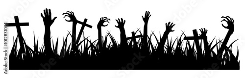 scary grave with hand halloween